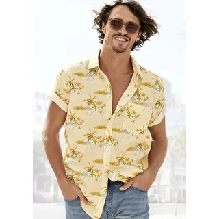 Beachtime Hawaiihemd »Regular fit«, Kurzarm, Freizeithemd mit Palmenprint, reine Baumwolle, Gr. XXL (45/46) N-Gr, gelb-bedruckt, , 67866348-XXL N-Gr