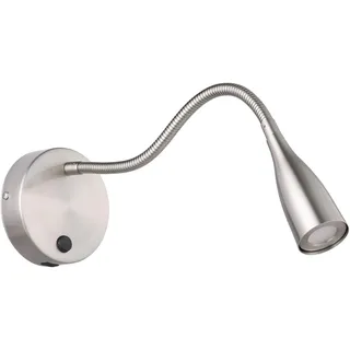 EGLO LED Wandlampe Olivandino 1, Schwanenhals Leselampe Wandmontage, Bettlampe Wand mit Schalter und USB Ladefunktion, Wandleuchte Schlafzimmer, Metall in Silber, warmweiß