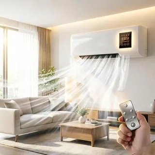 EpiCooler Klimaanlage Tragbar, Kühlung und Heizung, Ganzjähriges Komfort-Accessoire für Zuhause, Modernes Designelement für Luftzirkulation, Ohne Bohren, Platzsparend