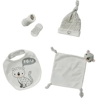 Neugeborenen-Geschenkset APOLLO, Baby, multi color, Obermaterial: 100% Baumwolle, unifarben, casual, KOB Set-Artikel, Tiger Babyset, Mütze, Socken, Lätzchen, Tuch