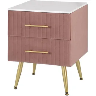 Woltu Nachttisch mit 2 Schubladen aus mdf Samt rosa