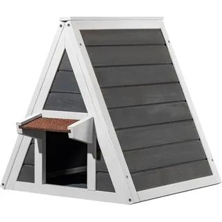 fudajo Wiltec Wetterfestes Katzenhaus 50 x 50 x 54 cm aus Holz, Katzenhütte Outdoor, Katzenhöhle mit Eingang und Fluchttür