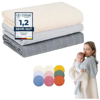 furora baby Mulltücher Baby 80x80 cm XL groß | super Soft Musselin, Bio-Baumwolle, Oeko-TEX 100: schadstofffrei | Musselintücher Baby Spucktücher Mullwindeln, Mädchen, Junge, Neugeborene