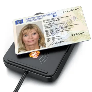 CSL - USB Chipkartenleser mit NFC - SmartCard Reader/SIM Kartenlesegerät - ISO 7816 – ISO 14443 - kompatibel mit Mac OS X + Windows 11 - für den neuen Personalausweis Krankenkassenkarten Bankkarten