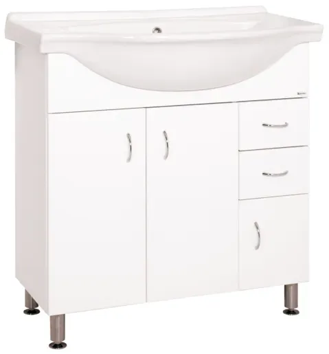 Keramia Pro Badezimmerschrank mit Waschbecken 80x85x50 cm weiß glanz PRO80DV