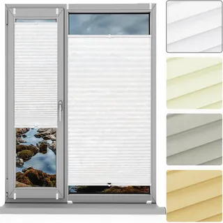 Plisseerollo Fensterrollo Faltrollo Jalousie 48 x 195 cm, Nach Maß Qualität Ohne Bohren, Klemmen Plissees Sichtschutz Fenster, Jalousie Easyfix Faltrollo, für Fenster & Tür, Weiß