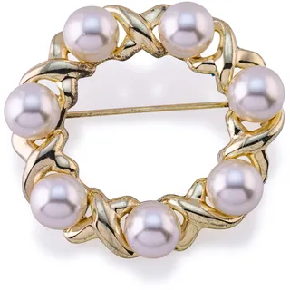 FIRETTI Brosche FIRETTI "Schmuck Geschenk Ansteckschmuck Perlenbrosche", gelb (gelbgoldfarben, champagner), Broschen, Damen, Metall, Brosche, mit Glasperle