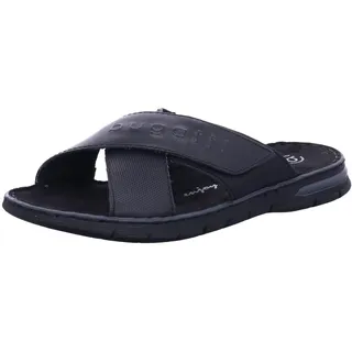 Bugatti Herren Sommer Pantoletten aus Leder und Textil, Schwarz, 44