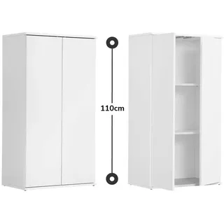 mokebo Mehrzweckschrank Weiß, Holzwerkstoff, 2 Fächer, 60x110x34 cm Waschküche, Mehrzweckschränke