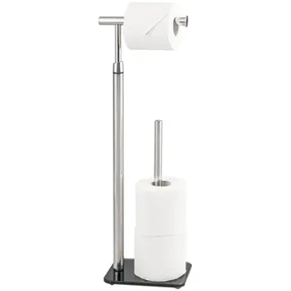 bremermann Stand-WC-Rollenhalter Schwarz, Metall, 19x56x13 cm, Badezimmer,, |