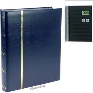 SAFE Schwäbische Albumfab Briefmarkenalbum 64 Seiten schwarz. Einband blau.Format ca. 230 x 305 mm.Luxusausführung.