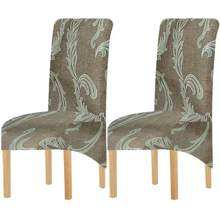 KELUINA Bedruckter Stoff Stretch XL Stuhlhussen für Esszimmerstühle, 2/4/6 Stück, elastisch, groß, Stuhlhusse für Esszimmer, Hochzeitsbankett, Party-Dekoration (Multi-6, 2 Stück)