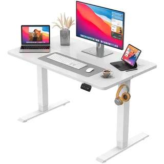 JUMMICO HöHenverstellbarer Schreibtisch Standing Desk Elektrischer Schreibtisch Höhenverstellbar mit Memory-Funktion 100 x 60 cm,Weiß
