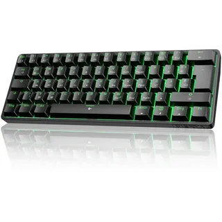 Dierya DK61SE-D Gaming Tastatur 60 Prozent Mechanische Rote Schalter,QWERTZ Deutsches Layout,Ultra-Compact Mini 61 Keys Keyboard,Anti-Ghosting,Typ-C-Datenkabel für PC Windows Gamer Typist,Schwarz