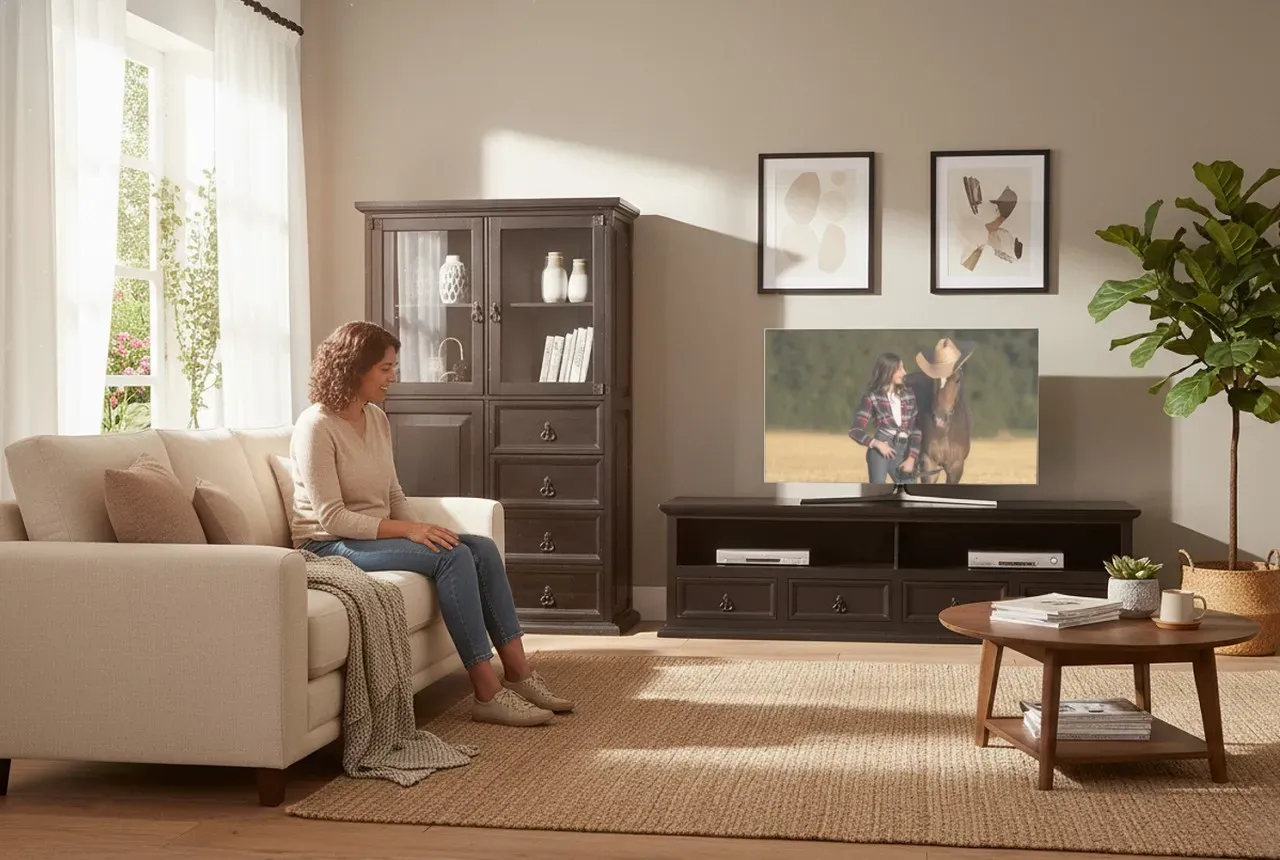 Großes TV Lowboard - TV-Tisch - Kolonialstil - kolonialfarben - 200 cm - Massivholz