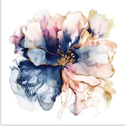 Artland Flüssige Tinte Blüte U4WH Wandbild (100 x 100 cm)