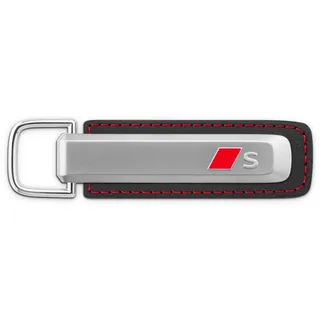 Audi Collection Audi 3182500200 Schlüsselanhänger Schlüsselring Keyring, mit S-Logo und Sport Raute, mit Audi Ringe Emblem, silber/schwarz