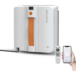 Mamibot W120-DP Fensterputzroboter mit Sprühfunktion, intelligente Pfadplanung, doppelter Kreuz-Wasserstrahl, Fern- und App-Steuerung für Glasreinigung, Orange