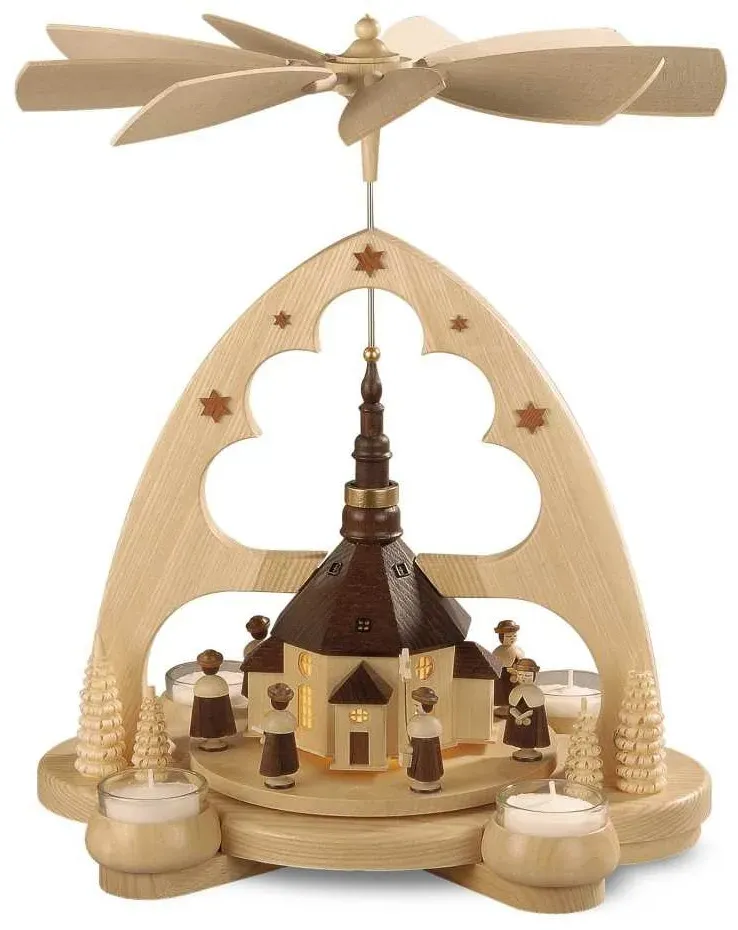Müller Bogenpyramide Seiffener Kirche LED Beleuchtung 29 x 22 x 36 cm