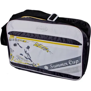 Harms Import Kühltasche 12 Liter Umhängetasche blau Picknicktasche weiß, Tragegurt verstellbar Reißverschluss wasserdicht, Polyester Peva, LxBxH 36x24x14 cm