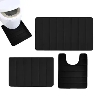 Generisch 3 Teilig Badezimmerteppich Set - Badteppich rutschfest Waschbar | Weiche -Schaum Und Absorbierende Badematte Und U Förmige Wc Vorleger | rutschfeste Badezimmer Teppiche Sets