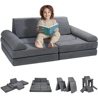 Vevor Spielsofa Modulsofa Spielmöbel Modulares Kindersofa 10-teilig, Grau