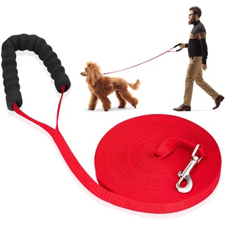 Mainiusi Schleppleine 50m für Hunde, 50m Hundeleine mit Griffpolster Laufleine für Hunde, Langlaufleine für Große Hunde, Trainingsleine für Hunde, Schleppleine für Große Hunde Kleine Hunde (Rot)