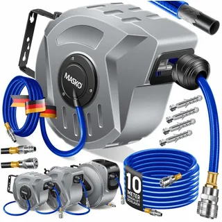 Masko MASKO® Druckluftschlauch Aufroller automatisch 1/4" Anschluss - Schlauchtrommel Wandschlauchhalter Schlauchaufroller Druckluftschlauch-Aufroller Druckluftschlauch-trommel