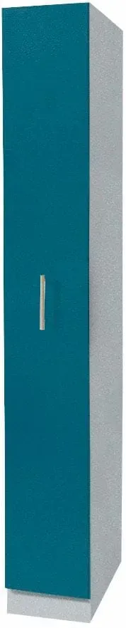 Apothekerschrank WIHO KÜCHEN "Kiel", blau (front: ozeanblau, korpus: steel grau), B:30cm H:200cm T:57cm, Schränke, Apothekerschrank, Auszug mit 4 Ablagefächern