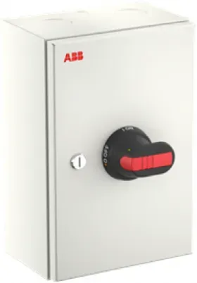 ABB OTL125GB3M Wartungsschalter, 3-polig 415V AC23 125A, 55kW, mit schwarzem Griff Stahlblechgehäuse IP65 Einführung oben und unten