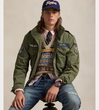 Polo Ralph Lauren für Herren. 710961616001 Ikonische Feldjacke grün (M), Lässig, Baumwolle