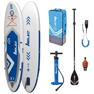 Zray Aufblasbares Stand Up Paddle Board blau 310x81x15cm Dropstitch mit Paddel Pumpe Transporttasche und Sicherheitsleine