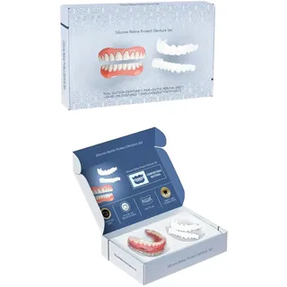 Silikon-Zahnersatz-Set, Silikon-Prothesen-Set, Zahnersatz-Set, Silikon-Zahnersatz, Vollmund, falsche Zähne, Zahnersatz oben und unten, Zahnersatz-Set, Schnapp-Zahnersatz-Set, Zahnersatz-Riner-Set,