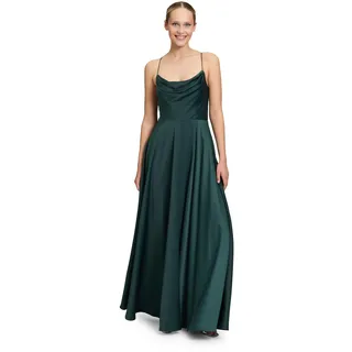 Vera Mont Abendkleid Wasserfallausschnitt Grau/Grün 36