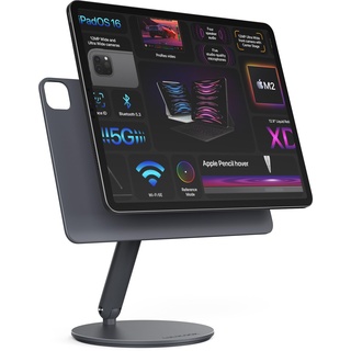 LULULOOK Aufrüstung Drehbar Magnetisch iPad Ständer, Faltbarer iPad Pro Ständer mit 360° Schwenk Basis, Aluminium Magnet Tablet Halterung für iPad Air 13'' M3(2025)/M2, iPad Pro 12.9''3rd/4th/5th/6th