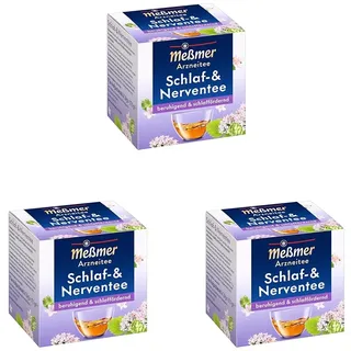 Meßmer Schlaf- & Nerventee | beruhigend & schlaffördernd | 9 Teebeutel | Glutenfrei | Laktosefrei | Vegan (Packung mit 3)