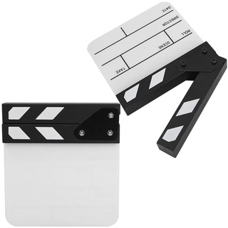 Elprico Clapperboard, Regie Acryl Schindeln TV Film Action Szene Board Film Cut Prop mit Stift 5,9 * 6,5 * 1 Zoll(Weiß schwarz)