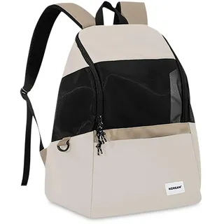 ALLSOPETS Haustier Tragerucksack Katzentasche Hunde Rucksack Haustier Fronttrage für Kleine Hunde Katzen Tragbarer Atmungsaktiver Bequemer Katzenrucksack zum Wandern Camping Reisen Beige