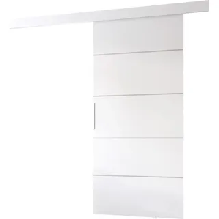 Minio, Schiebetür "CLEAN B", 96 cm, Zimmertür, mit silbernen Dekorelementen, Weiße Farbe - Weiß