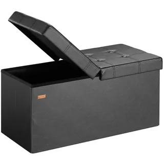 DEUBA Casaria® Sitzbank mit Stauraum Faltbar Gepolstert Deckel Schlafzimmer Wohnzimmer Flur Sitztruhe Truhenbank Polsterbank l - Schwarz 80x40x40cm Kunstleder 100L