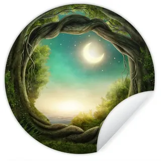 MuchoWow Wandsticker Wald - Mond - Sternenhimmel (1 St), Wanddeko Wohnzimmer Schlafzimmer Wandverkleidung, 50x50 cm bunt 50 cm x 50 cm x 0.1 cm