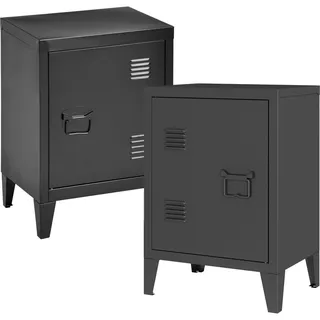 [en.casa] En.Casa, Nachttisch, Nachtschrank Inari 2er Set Türgriff rechts und links Schwarz