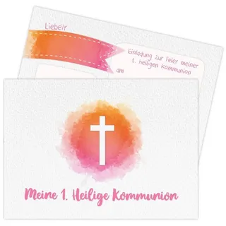 PAPIERDRACHEN Kommunionskarte 12 Einladungskarten zur Kommunion - Einladung zur Heiligen Kommunion, für Mädchen und Jungen -hochwertig gedruckt in DIN A6