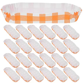 Hot Dog-Tabletts aus Papier, Einweg-Hotdog-Halter, Retro, kariert, Hotdog-Boote, rechteckig, geriffelt, fettbeständig, für zum Mitnehmen, 100 Stück