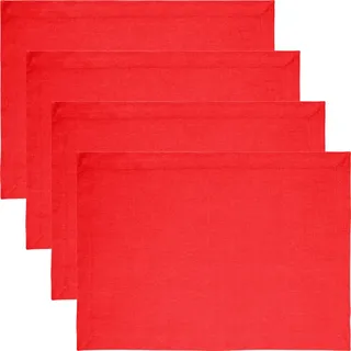 REDBEST Platzset Tischset "Tulsa" 4er-Pack, Baumwolle Uni rot