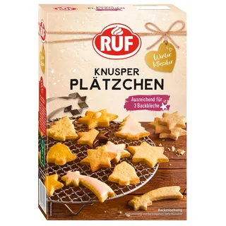 RUF Knusper Plätzchen, klassische Butter-Plätzchen Backmischung für die Weihnachtsbäckerei zu Hause, ausreichend für 3 Backbleche, zum bunten Dekorieren, 1x450g, Creme