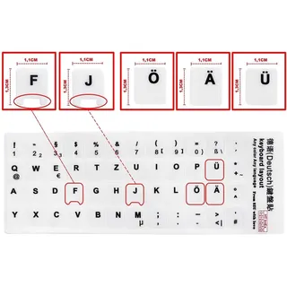 Tastaturaufkleber Laptop Notebook Deutsch Matt weiß 11mmx13mm - Weiß