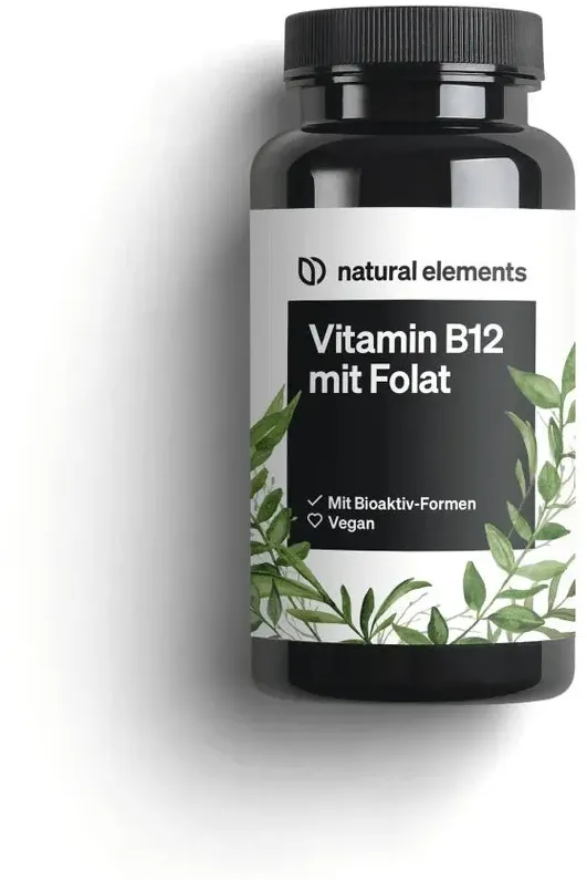 Vitamin B12 – 180 vegane Tabletten für 6 Monate – 500µg Vit B12 und 200µg Folsäure pro Tagesdosis – in Deutschland produziert & laborgeprüft