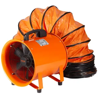 Vevor Bauventilator 145-W-AC-Motor Baugebläse 2900 U/min Baulüfter Gebläse 504 L/s (1020 CFM) Axiallüfter mit 8 m Schlauch Axialgebläse 79 dB Geräuschpegel Industrielüfter