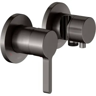 Keuco Edition 400 Einhebelmischer Set für 2 Verbraucher, mit Schlauchanschluss und Brausehalter, Titanschwarz gebürstet